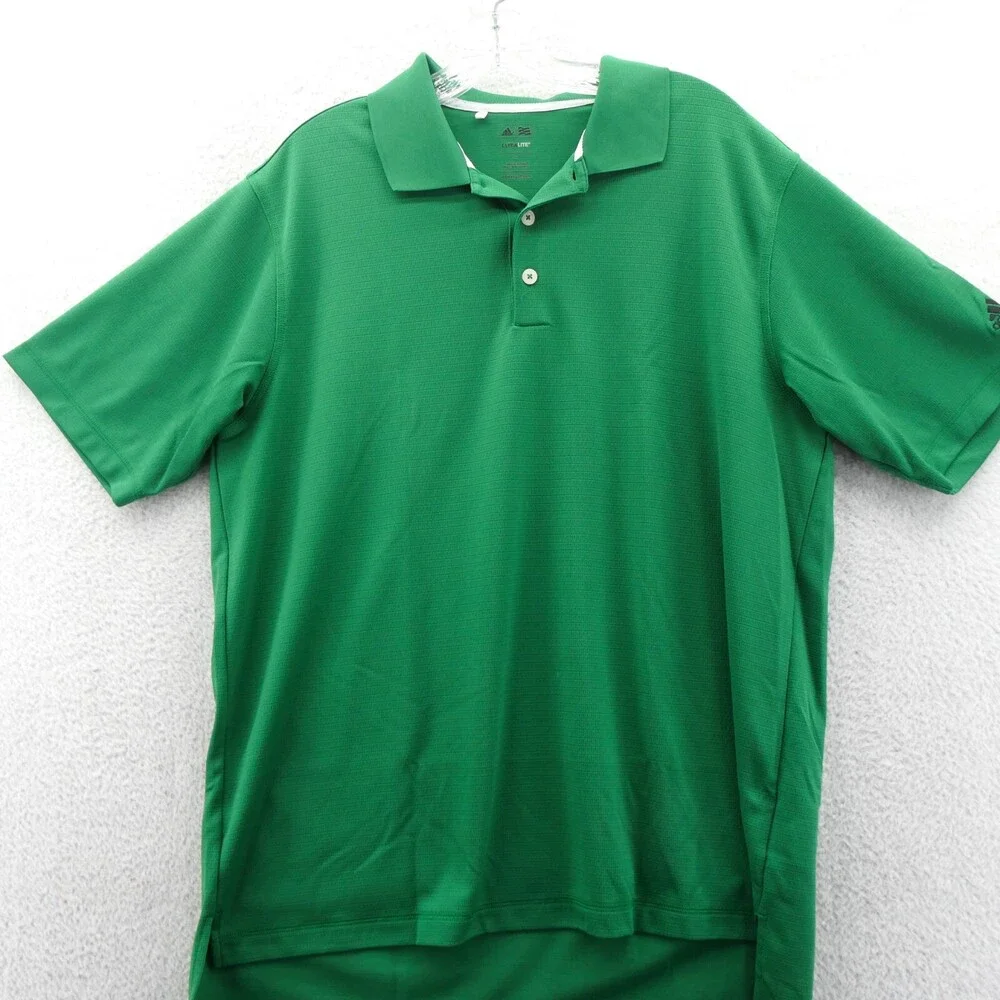 Adidas Polo Shirt Mens Large Green Collared Climalite Golf‎ Tennis Work Tee